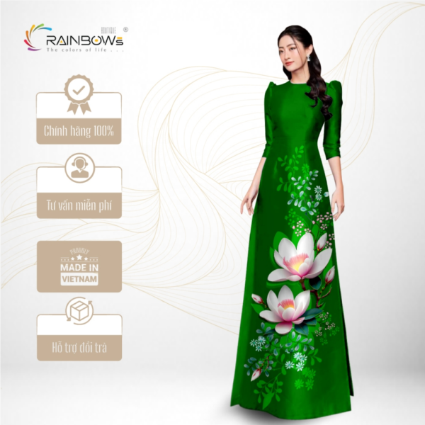 Vải Lụa Mã Não Bảo Anh In 3D Cao Cấp, Họa Tiết Bông Hoa Trắng Thuần Khiết - AD129-TMTA109 - Hình ảnh 3