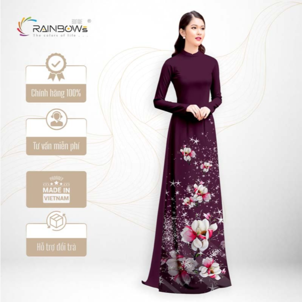 Vải Lụa Mã Não Bảo Anh Cao Cấp, Họa Tiết Sắc Hoa Xinh Yêu - AD186-HHAD035 - Hình ảnh 3